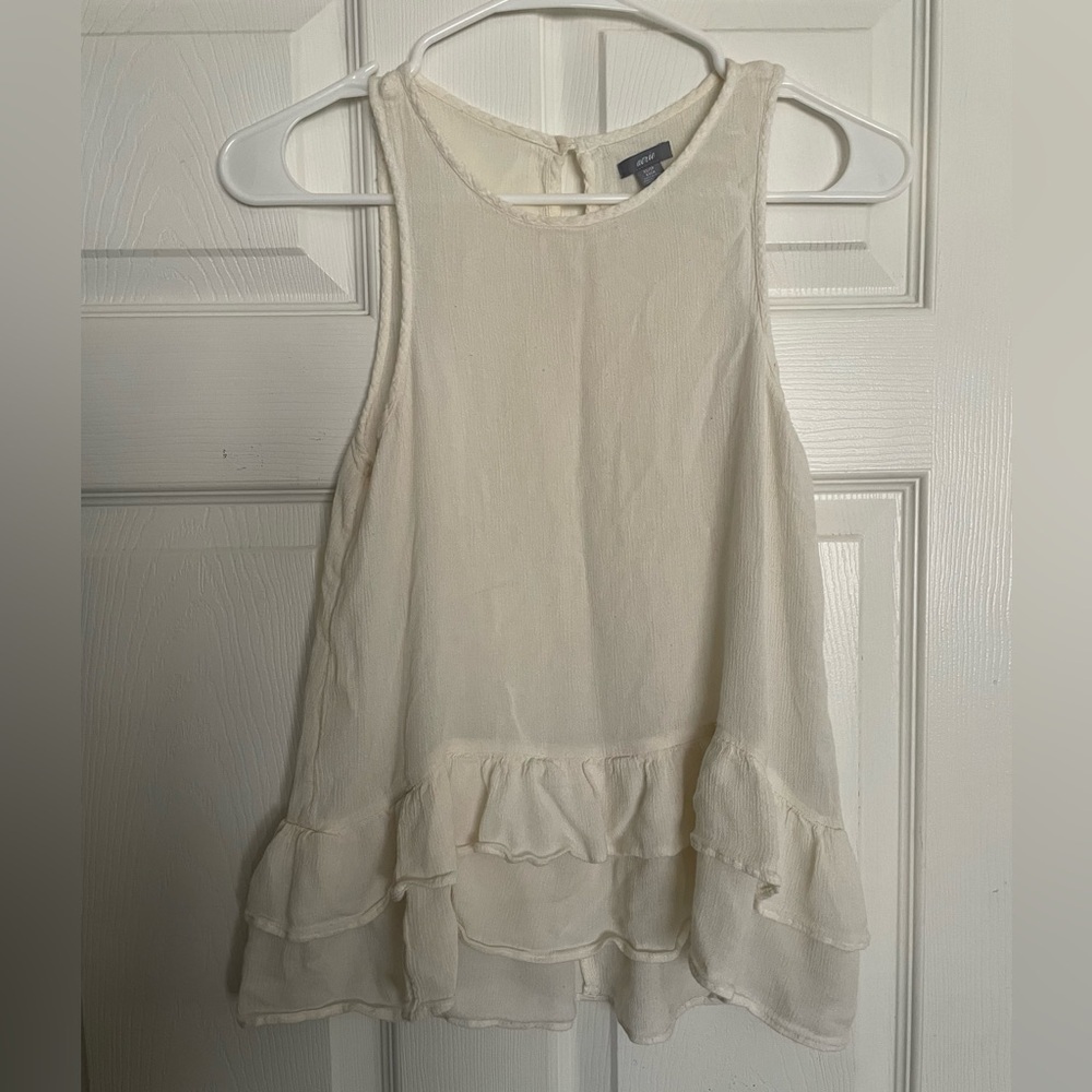 Aerie Cream Tank Top with ruffled bottom size XS